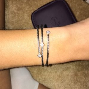 Charriol bracelet cable with three diamonds